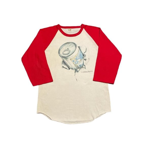 Vintage 80s Budweiser Beer Breakthrough Raglan Tee Shirt - Picture 1 of 8